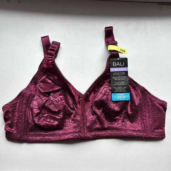 Bali Double Support Lace Wireless Bra Size 40B Lacy Purple‎ Maroon - Picture 4 of 8